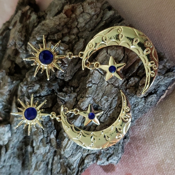 Star Moon Earrings Moon Star Chic Boho Elegant Cute Beautiful Unique Festival - Picture 5 of 10